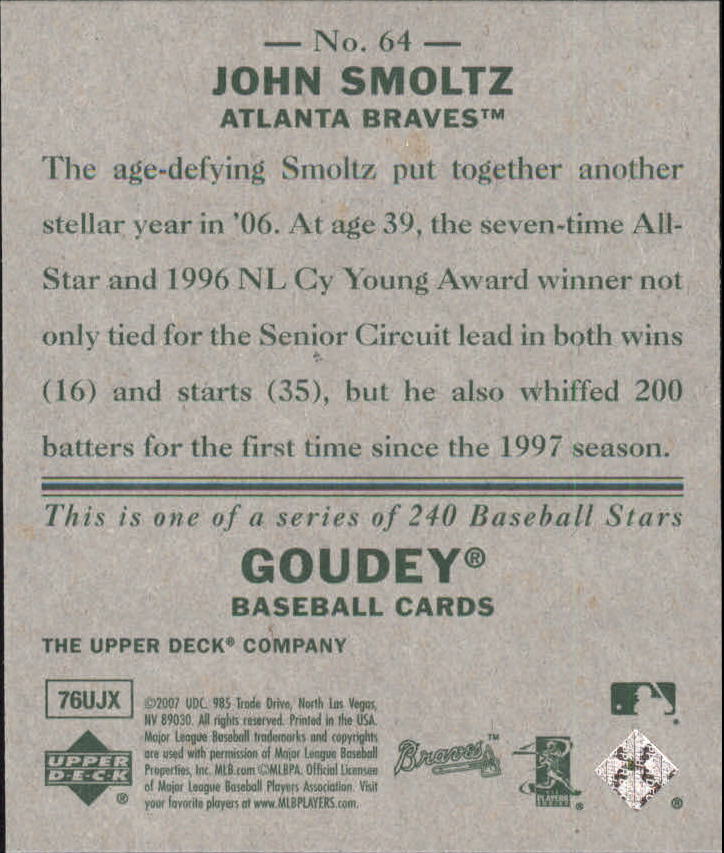 2007 Upper Deck Goudey #64 John Smoltz back image