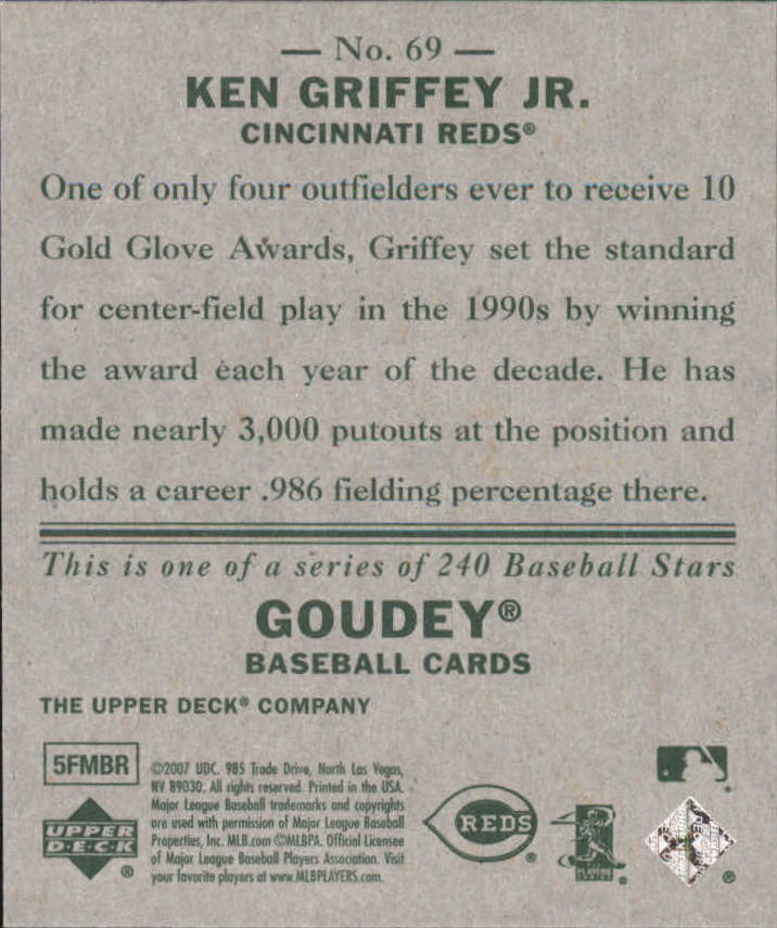 2007 Upper Deck Goudey #69 Ken Griffey Jr. back image