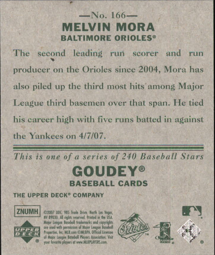 2007 Upper Deck Goudey #166 Melvin Mora back image
