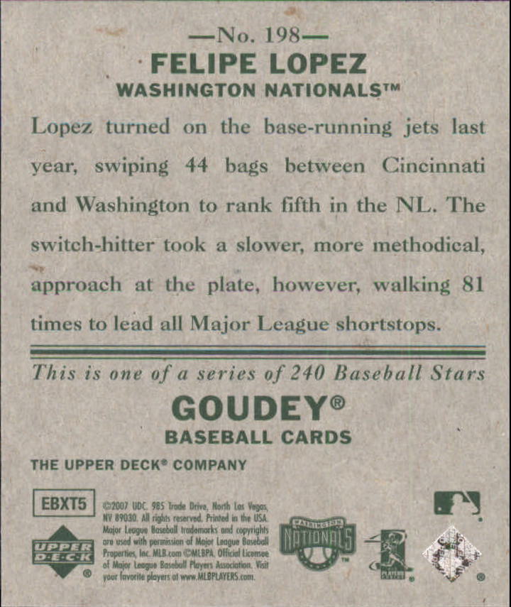 2007 Upper Deck Goudey #198 Felipe Lopez back image