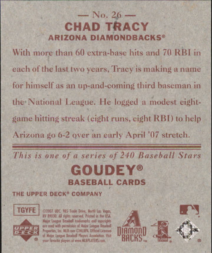 2007 Upper Deck Goudey Red Backs #26 Chad Tracy back image