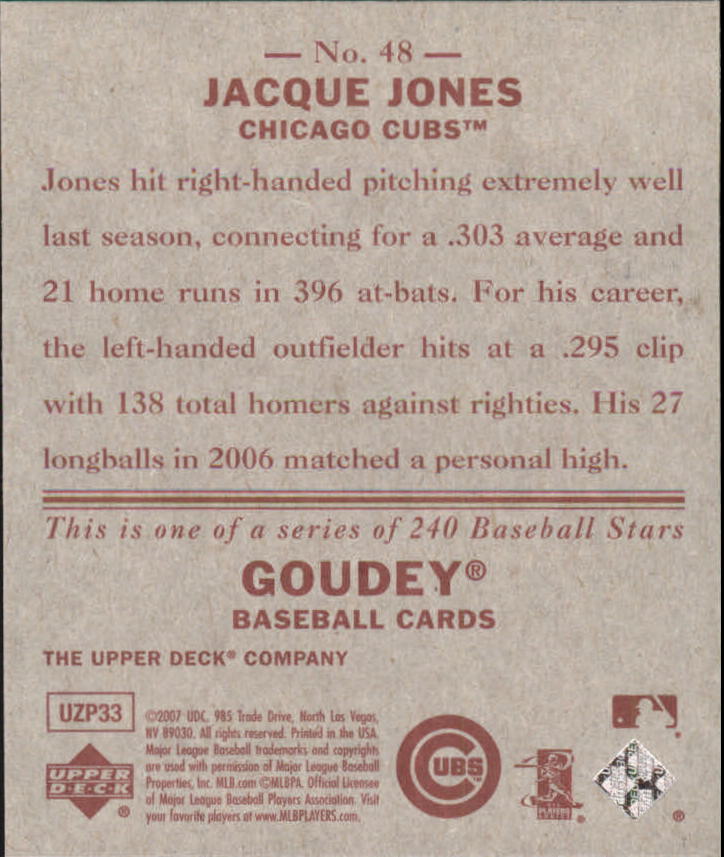 2007 Upper Deck Goudey Red Backs #48 Jacque Jones back image