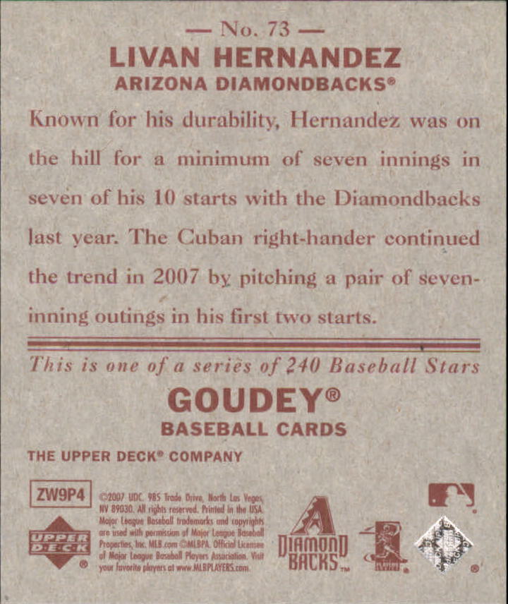 2007 Upper Deck Goudey Red Backs #73 Livan Hernandez back image