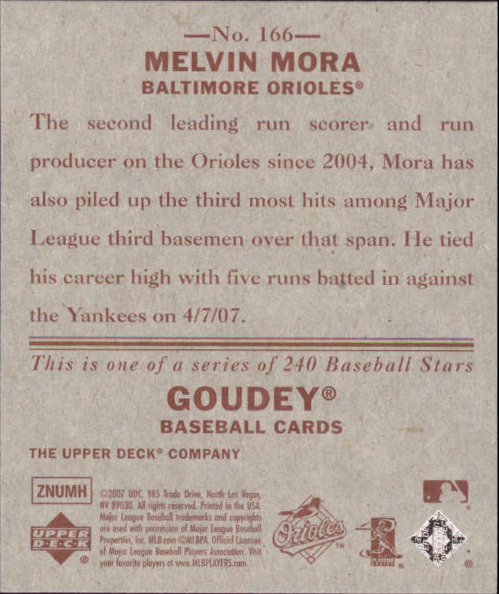 2007 Upper Deck Goudey Red Backs #166 Melvin Mora back image