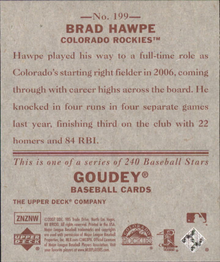 2007 Upper Deck Goudey Red Backs #199 Brad Hawpe back image