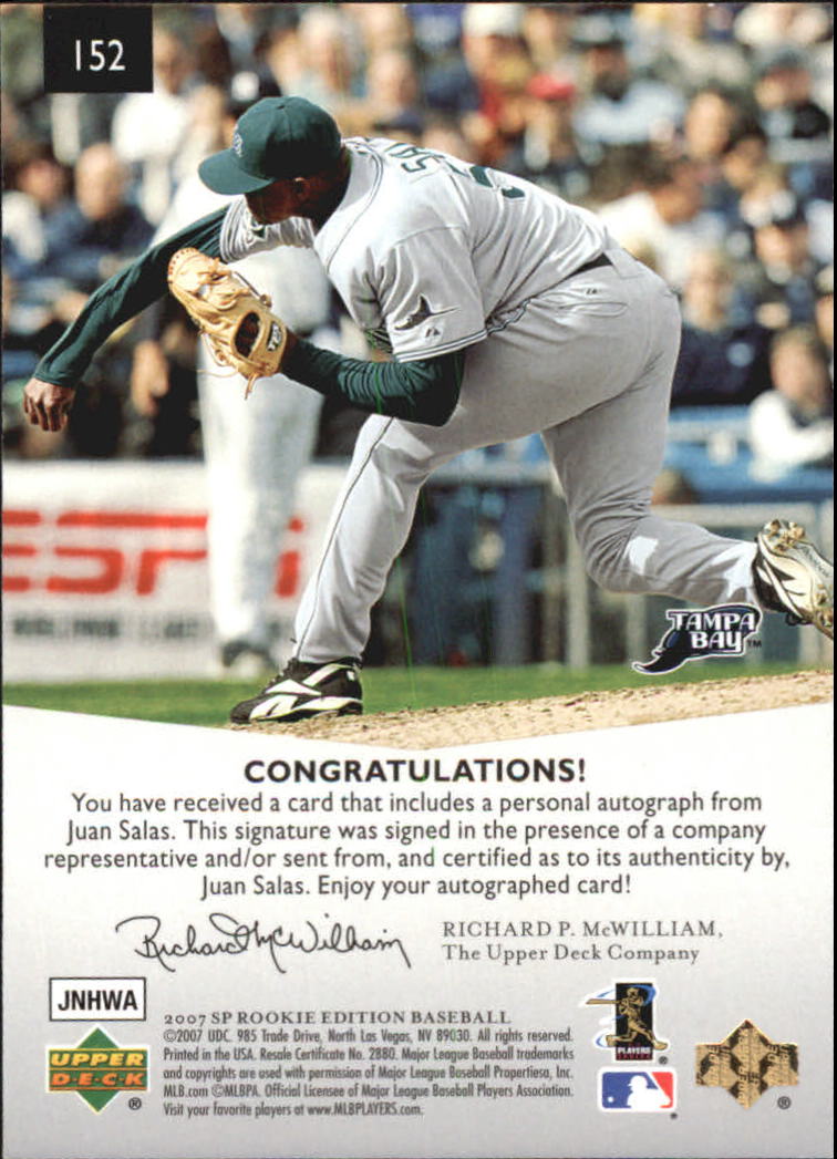 2007 SP Rookie Edition Autographs #152 Juan Salas 95 back image