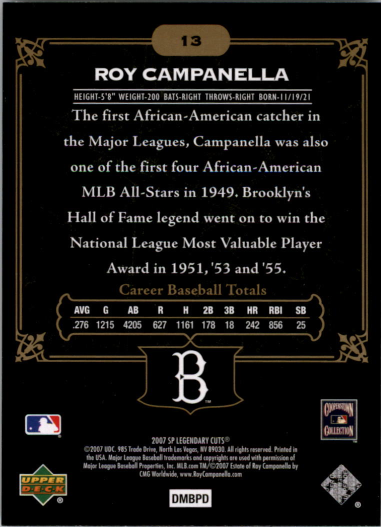 2007 SP Legendary Cuts #13 Roy Campanella back image