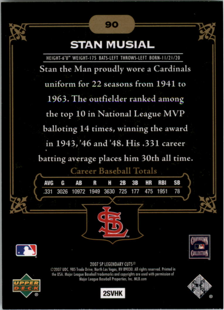 2007 SP Legendary Cuts #90 Stan Musial back image