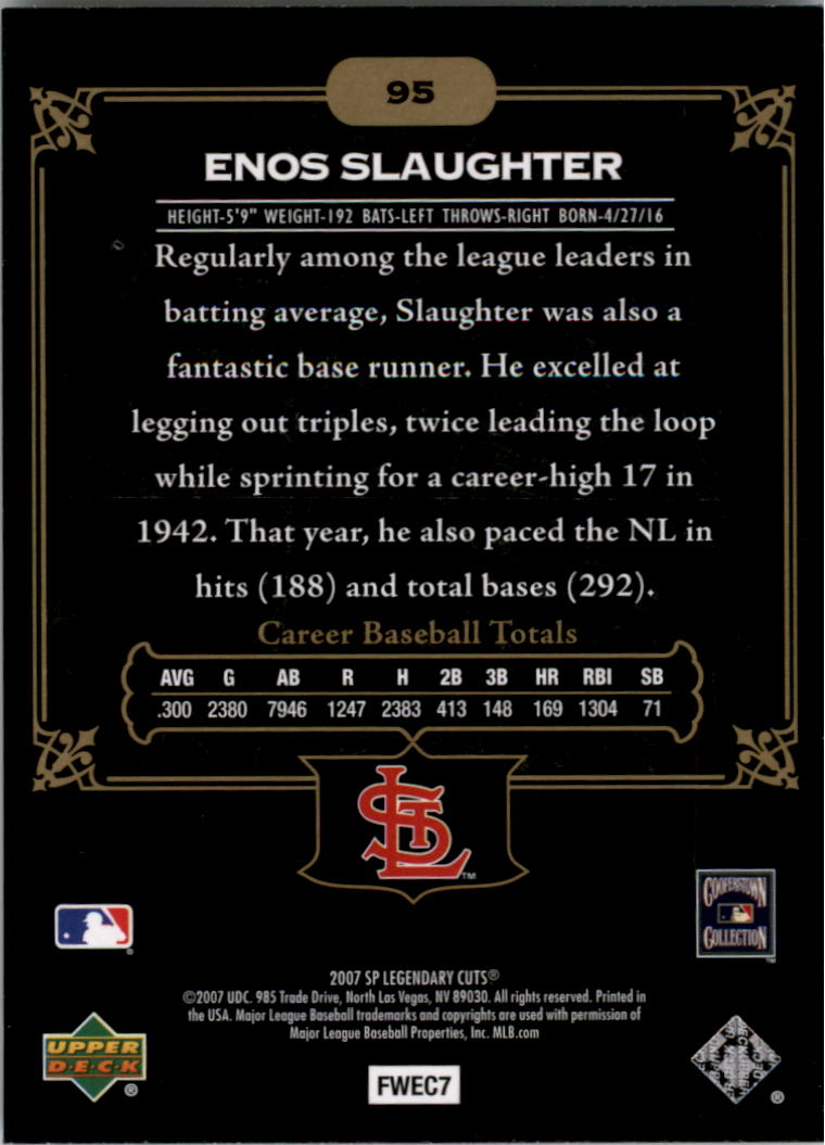 2007 SP Legendary Cuts #95 Enos Slaughter back image