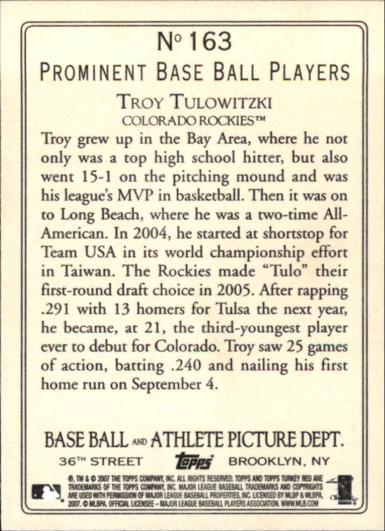 2007 Topps Turkey Red Baseball (Pick Card From List) C133 10-22 - Picture 51 of 83