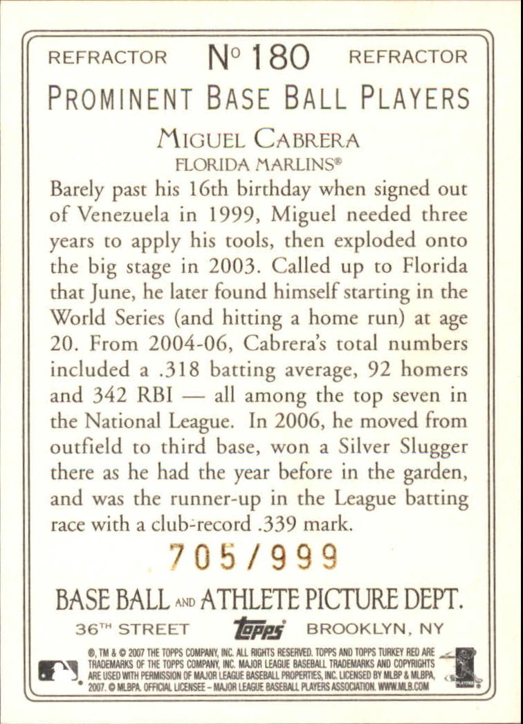 2007 Topps Turkey Red Chrome Refractors #180 Miguel Cabrera back image