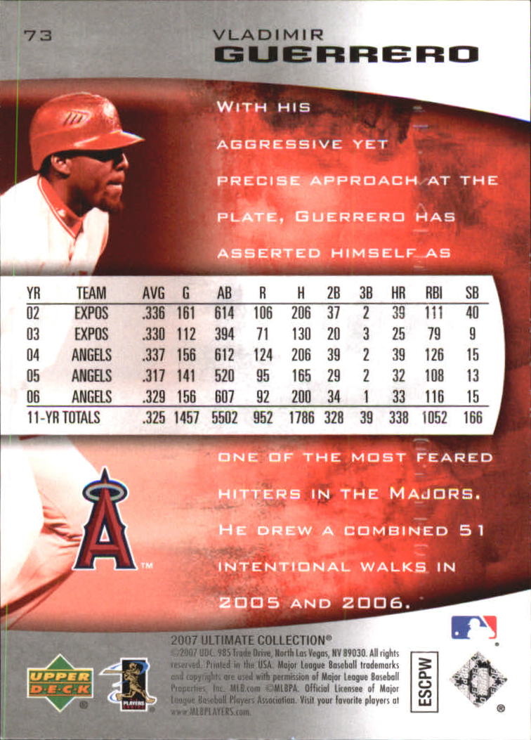 2007 Ultimate Collection #73 Vladimir Guerrero back image