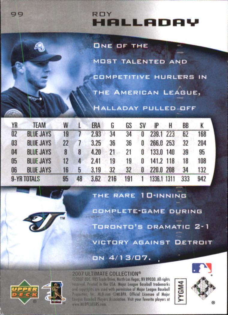 2007 Ultimate Collection #99 Roy Halladay back image