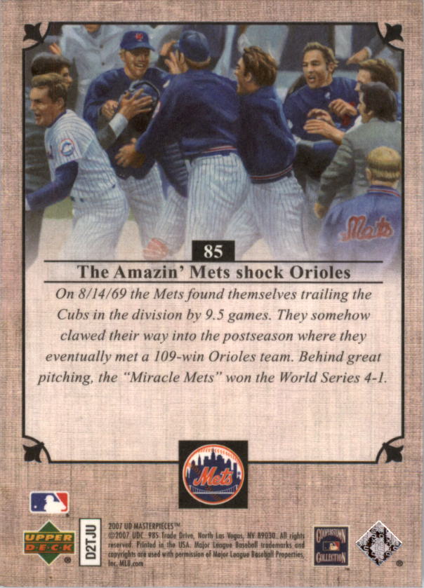 2007 UD Masterpieces #85 1969 New York Mets back image
