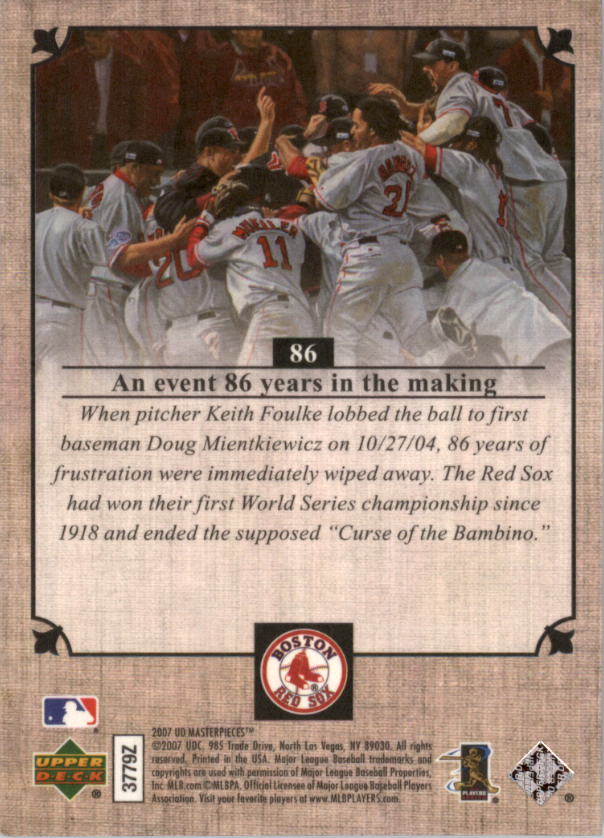 2007 UD Masterpieces #86 2004 Boston Red Sox back image