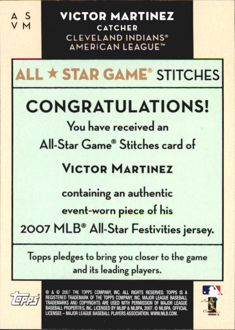 2007 Topps Update All-Star Stitches #VM Victor Martinez back image