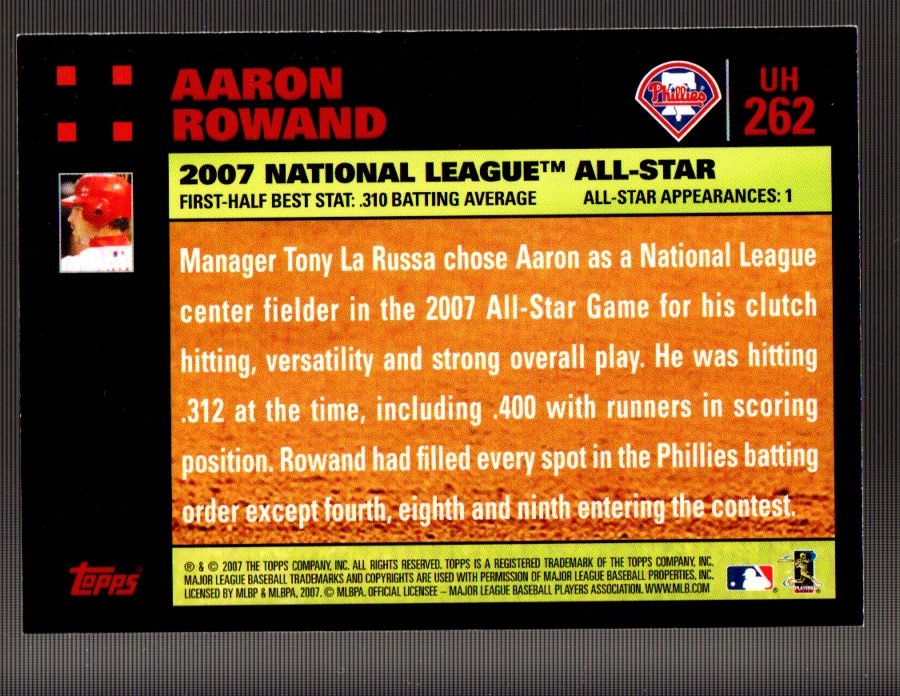 2007 Topps Update Red Back #262 Aaron Rowand back image