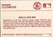1991 Star Clemens Gold #70 Roger Clemens/1986 All Star MVP back image