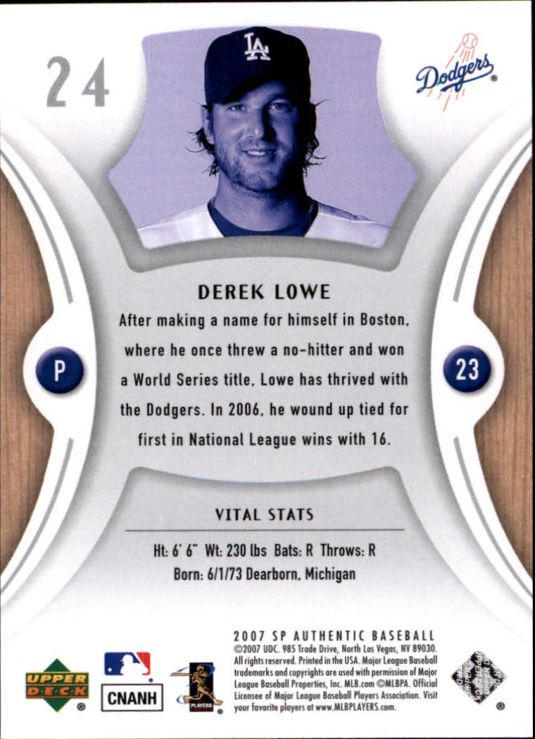 2007 SP Authentic #24 Derek Lowe back image
