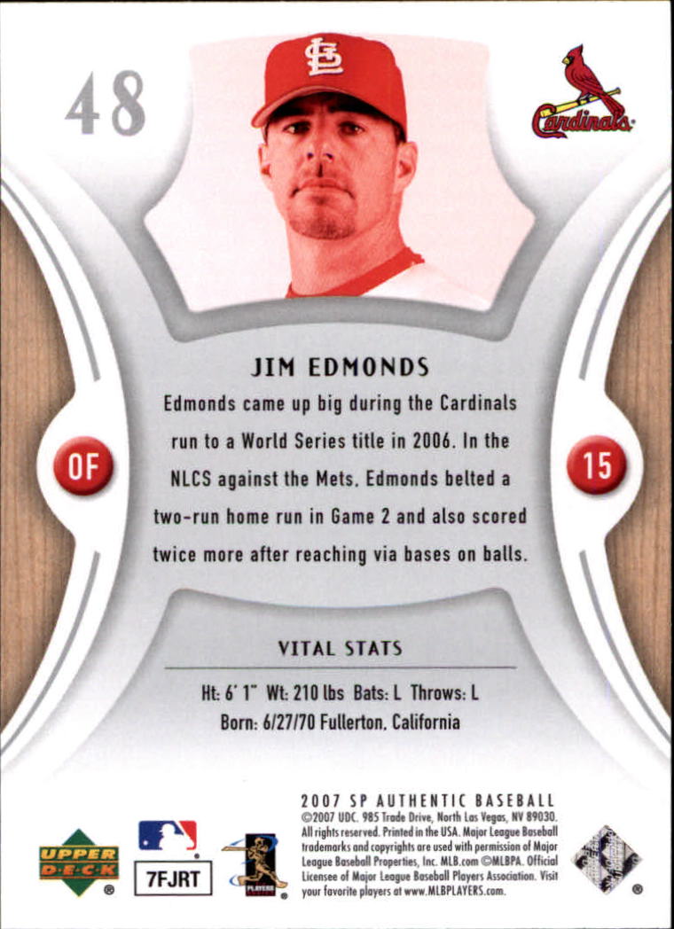 2007 SP Authentic #48 Jim Edmonds back image