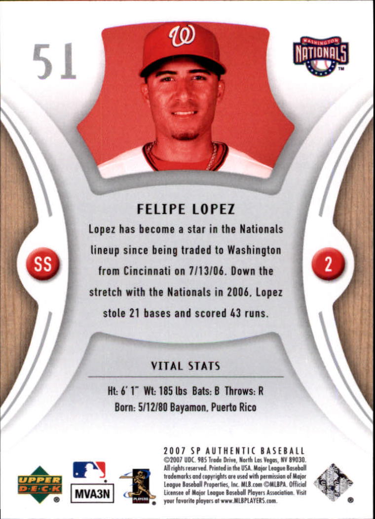 2007 SP Authentic #51 Felipe Lopez back image