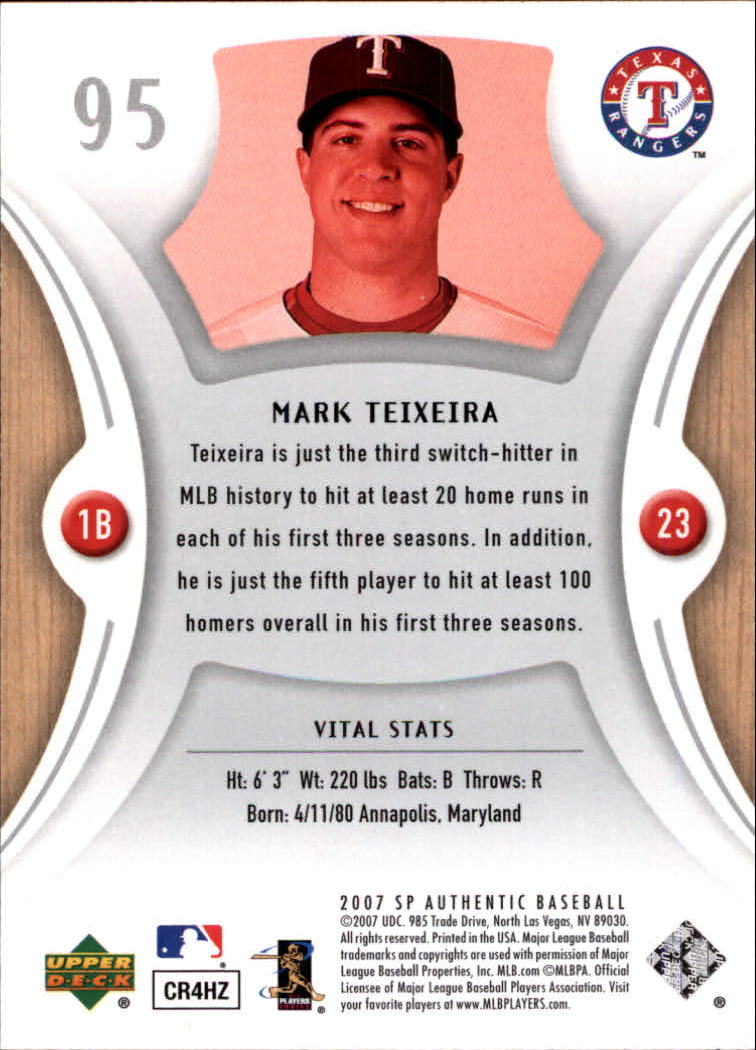 2007 SP Authentic #95 Mark Teixeira back image
