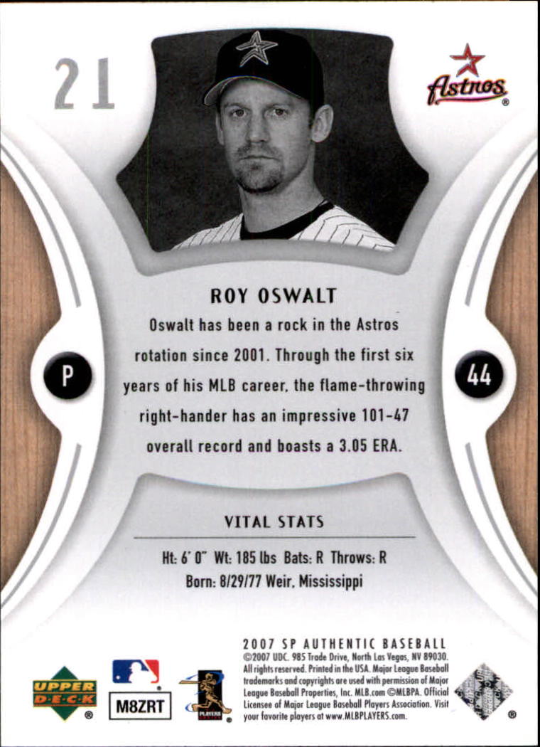 2007 SP Authentic #21 Roy Oswalt back image
