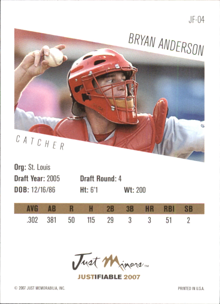 2007 Justifiable #4 Bryan Anderson back image