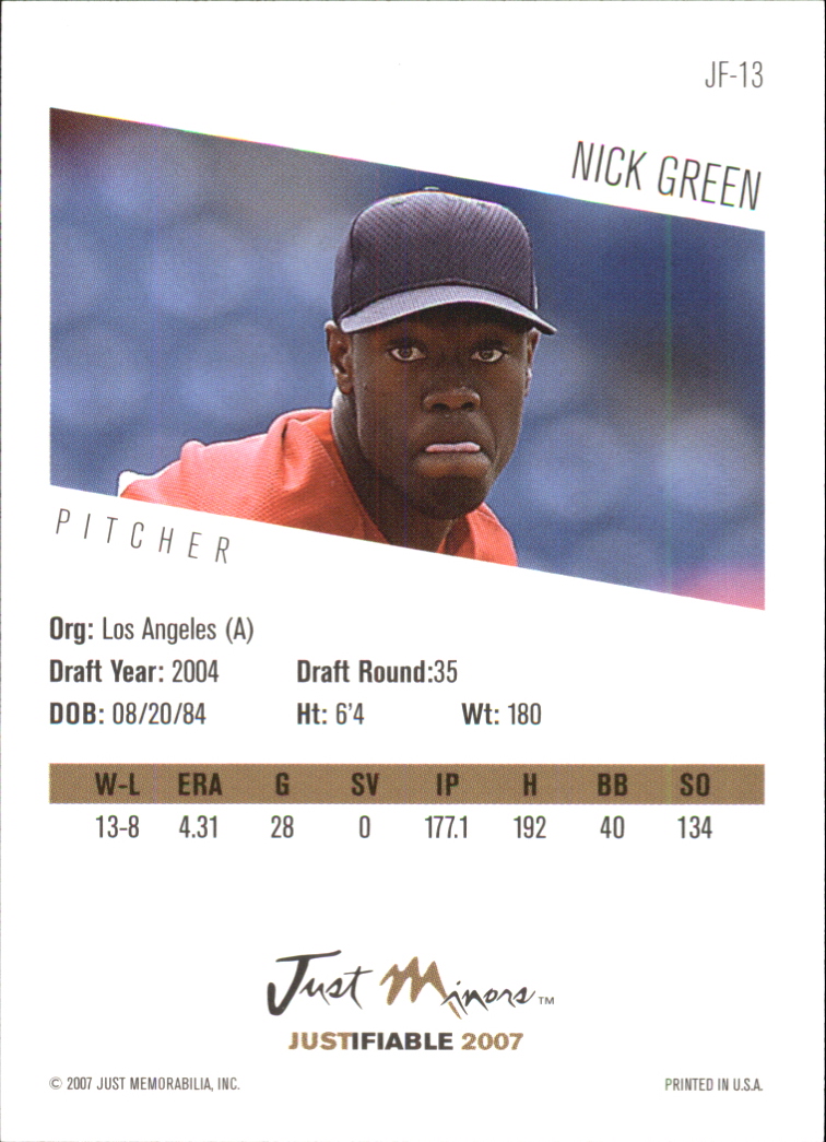 2007 Justifiable #13 Nick Green back image