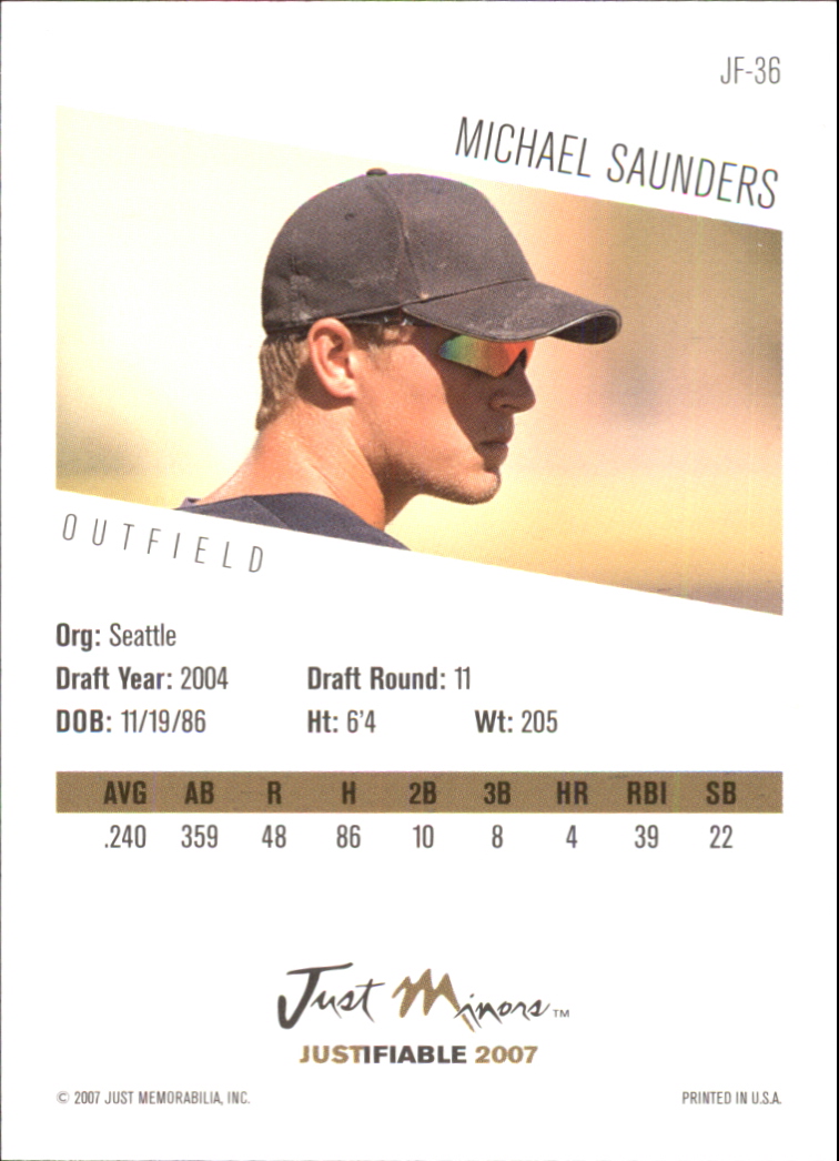 2007 Justifiable #36 Michael Saunders back image