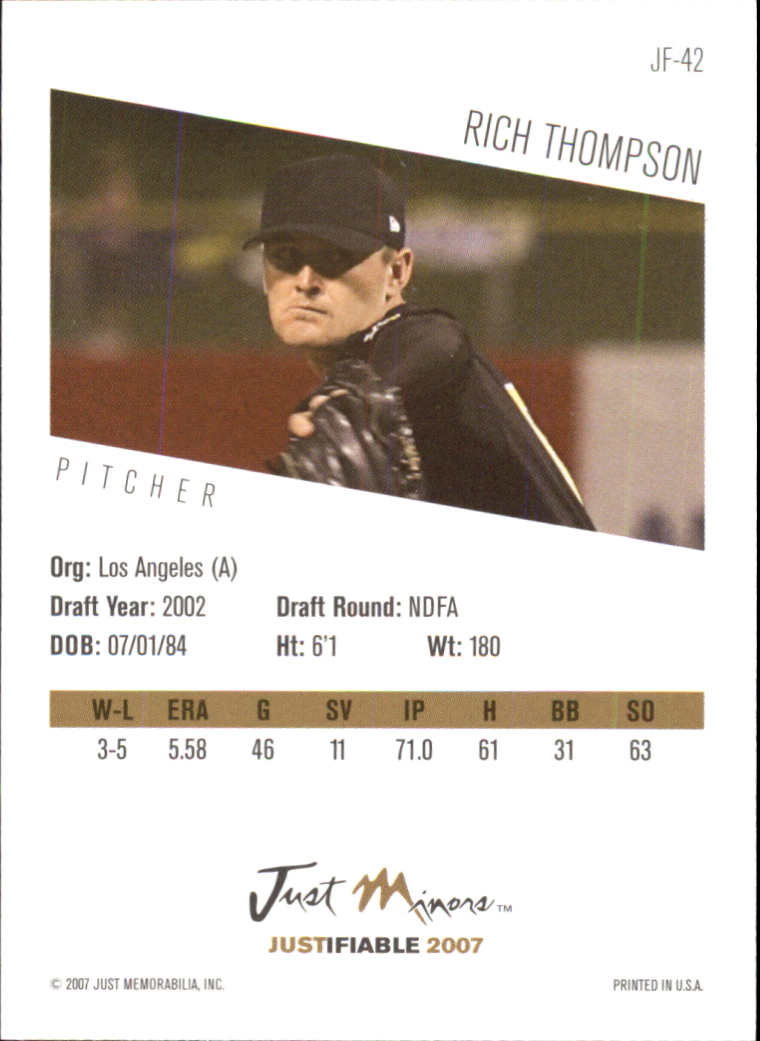 2007 Justifiable #42 Rich Thompson back image