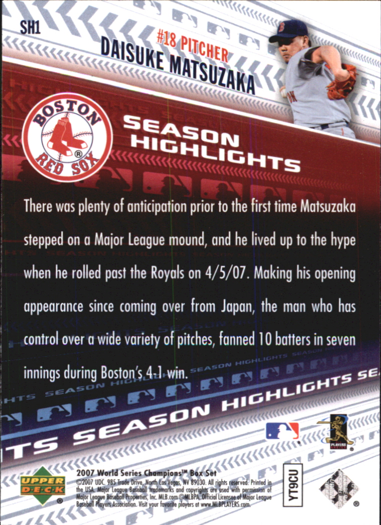2007 Red Sox Upper Deck World Series Champions Season Highlights #SH1 Daisuke Matsuzaka back image