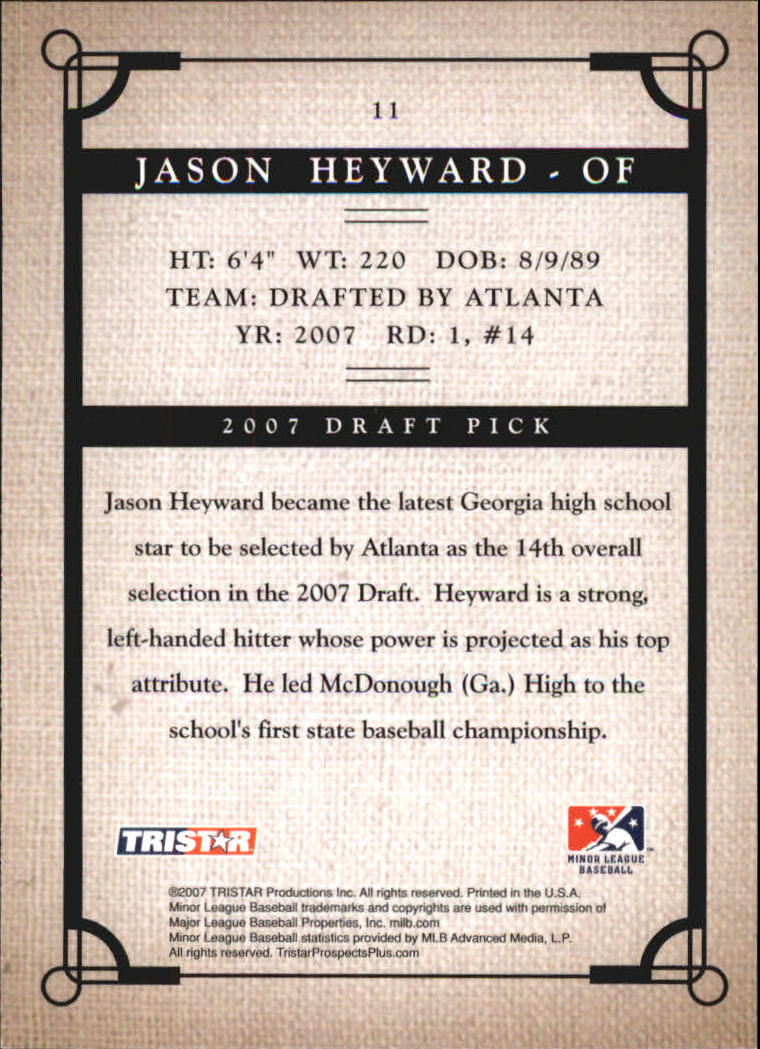 2007 TRISTAR Prospects Plus #11 Jason Heyward PD back image