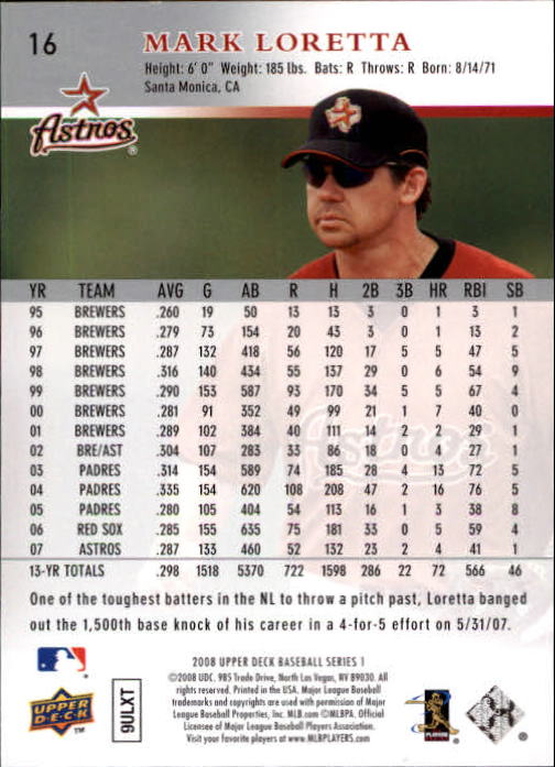 2008 Upper Deck #16 Mark Loretta back image