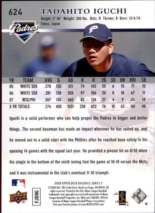 A1359- 2008 Upper Deck BB Cards 507-756 +Rookies -You Pick- 15+ FREE US SHIP - Picture 237 of 497