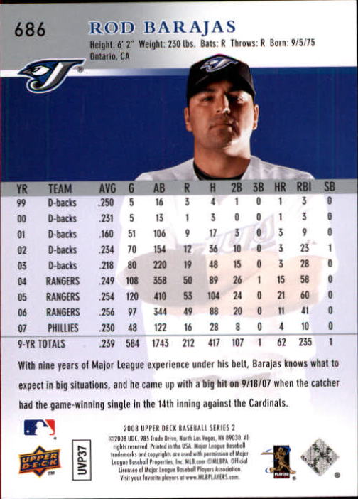A1359- 2008 Upper Deck BB Cards 507-756 +Rookies -You Pick- 15+ FREE US SHIP - Picture 361 of 497