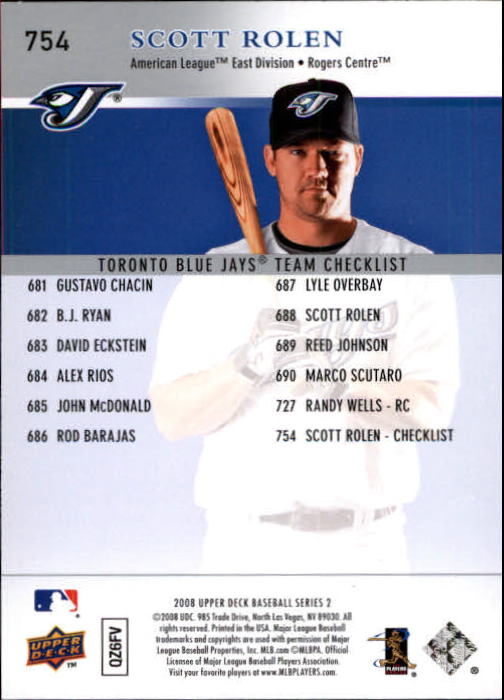 A1359- 2008 Upper Deck BB Cards 507-756 +Rookies -You Pick- 15+ FREE US SHIP - Picture 493 of 497