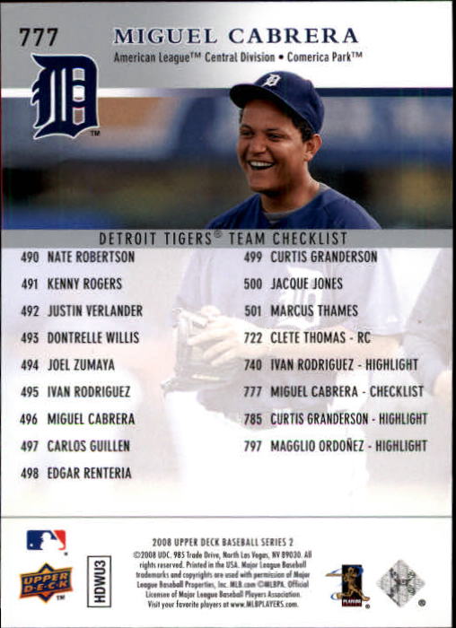  2008 Upper Deck Timeline #245 Miguel Cabrera Detroit Tigers  Baseball Card : Collectibles & Fine Art