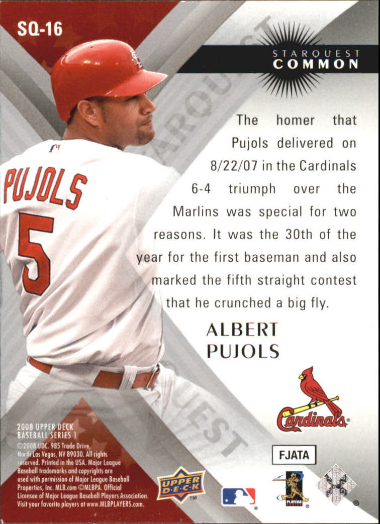 2008 Upper Deck StarQuest #16 Albert Pujols back image
