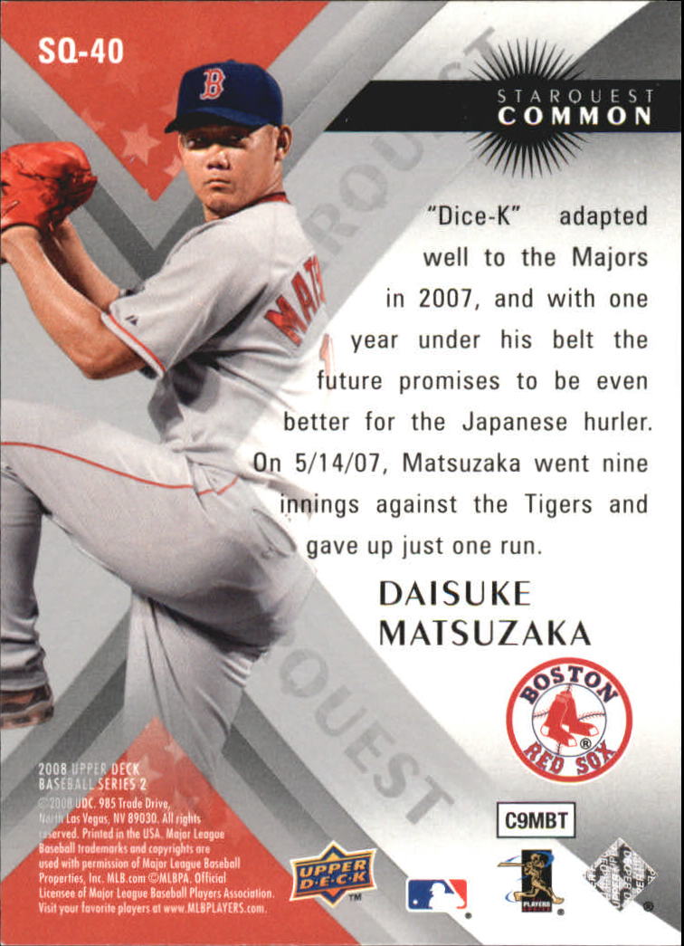 2008 Upper Deck StarQuest #40 Daisuke Matsuzaka back image
