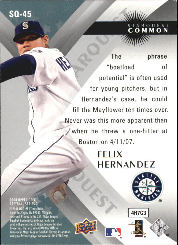 2008 Upper Deck StarQuest #45 Felix Hernandez back image