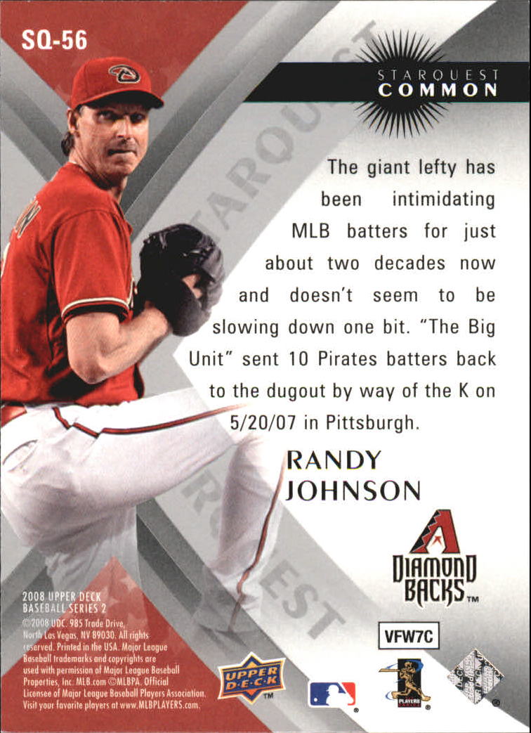 2008 Upper Deck StarQuest #56 Randy Johnson back image