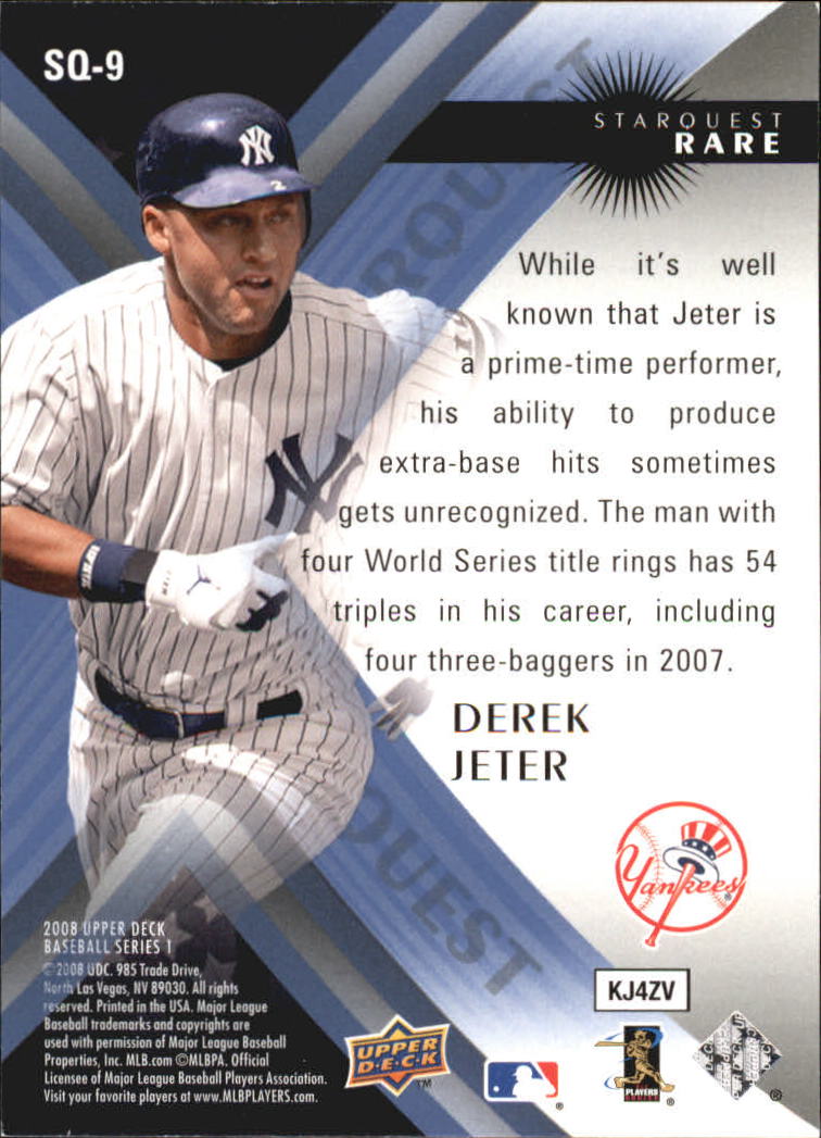 2008 Upper Deck StarQuest Rare #9 Derek Jeter back image