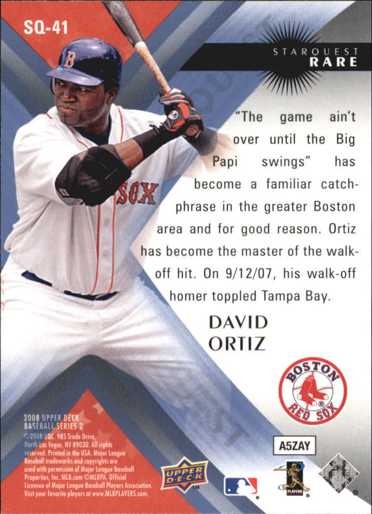 2008 Upper Deck StarQuest Rare #41 David Ortiz back image