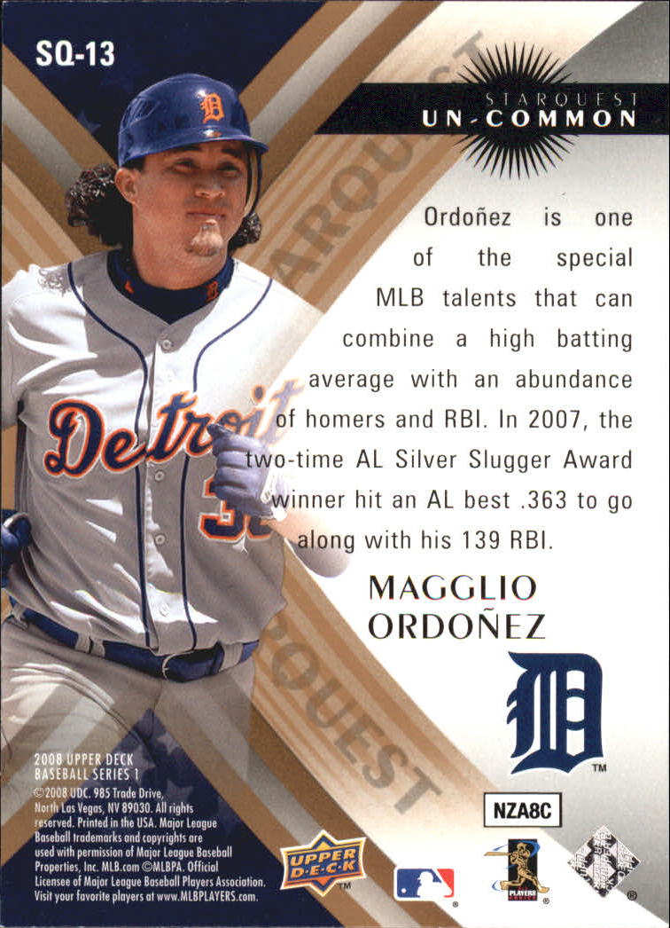 2008 Upper Deck StarQuest Uncommon #13 Magglio Ordonez back image