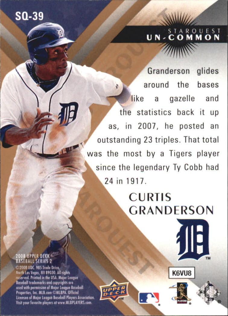 2008 Upper Deck StarQuest Uncommon #39 Curtis Granderson back image