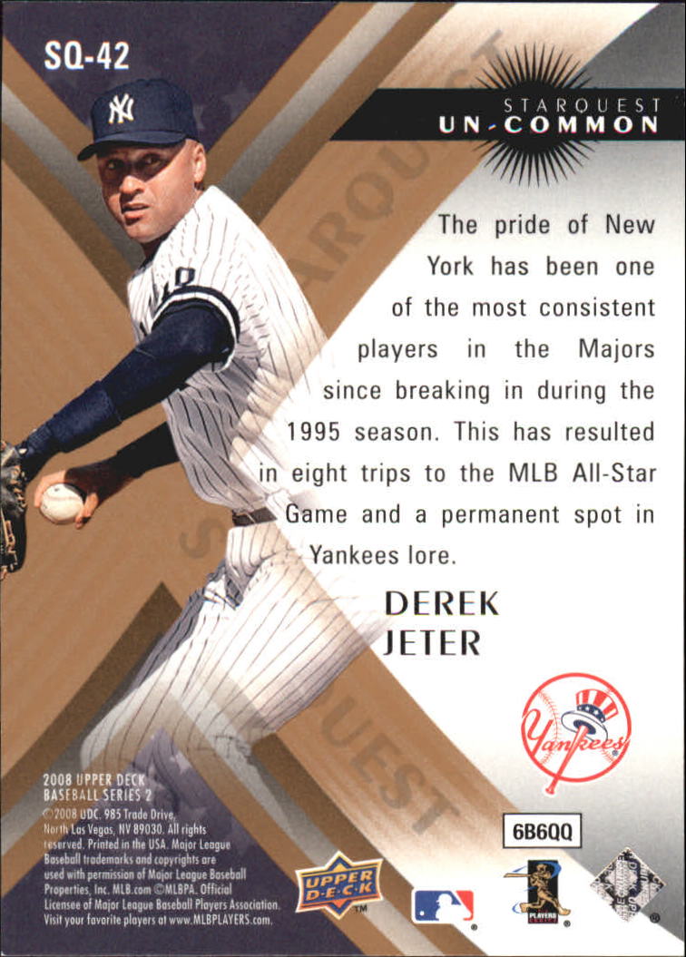 2008 Upper Deck StarQuest Uncommon #42 Derek Jeter back image