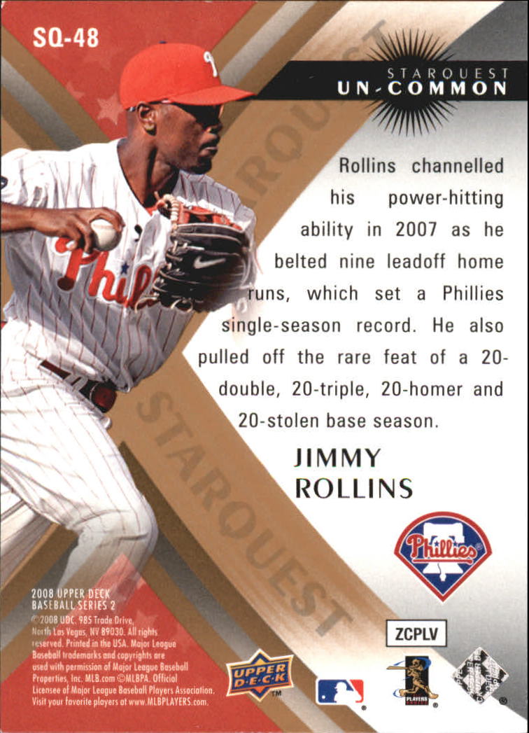 2008 Upper Deck StarQuest Uncommon #48 Jimmy Rollins back image