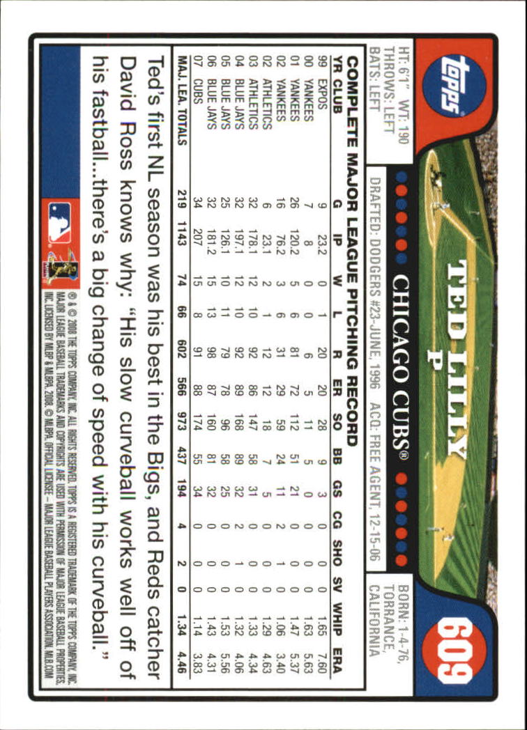 2008 Topps #609 Ted Lilly back image