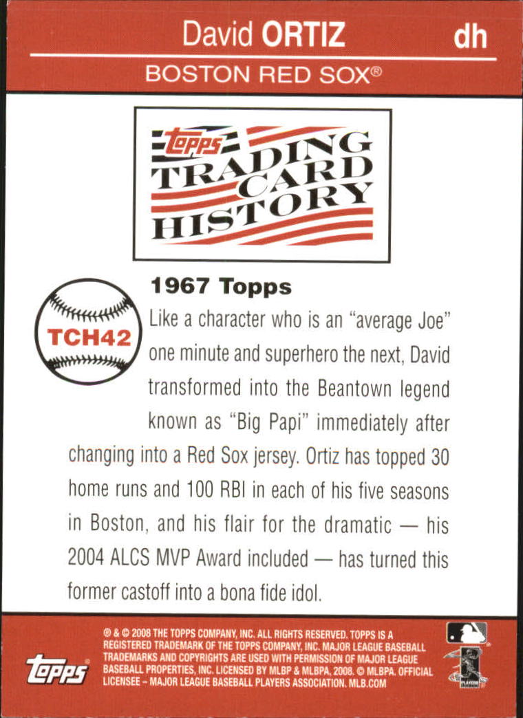 2008 Topps Trading Card History #TCH42 David Ortiz back image
